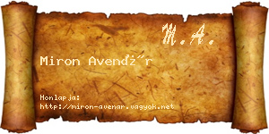 Miron Avenár névjegykártya
